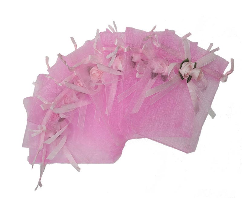 Ankirol 50pcs Sheer Organza Favor Bags For Wedding 3.8x4.8'' Gift Bags Samples Display Drawstring Rose Pouches (pink) - Image 3